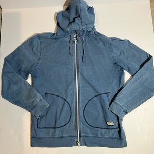 johnnie-O Hangin Out Full Zip Hoodie Sweatshirt Men Med Blue Cotton Blend Jacket